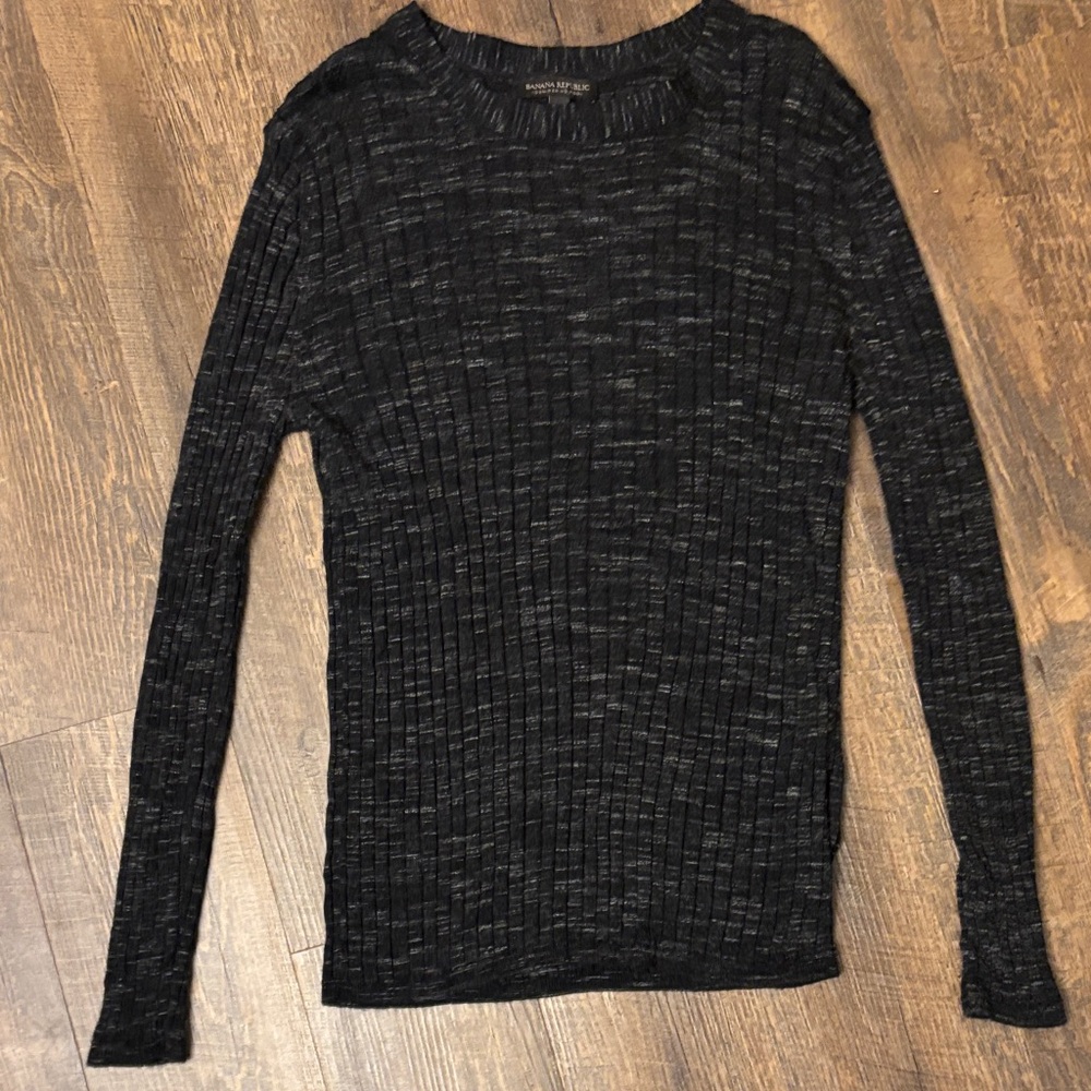Banana Republic Charcoal Ribbed Crew Neck Sweater